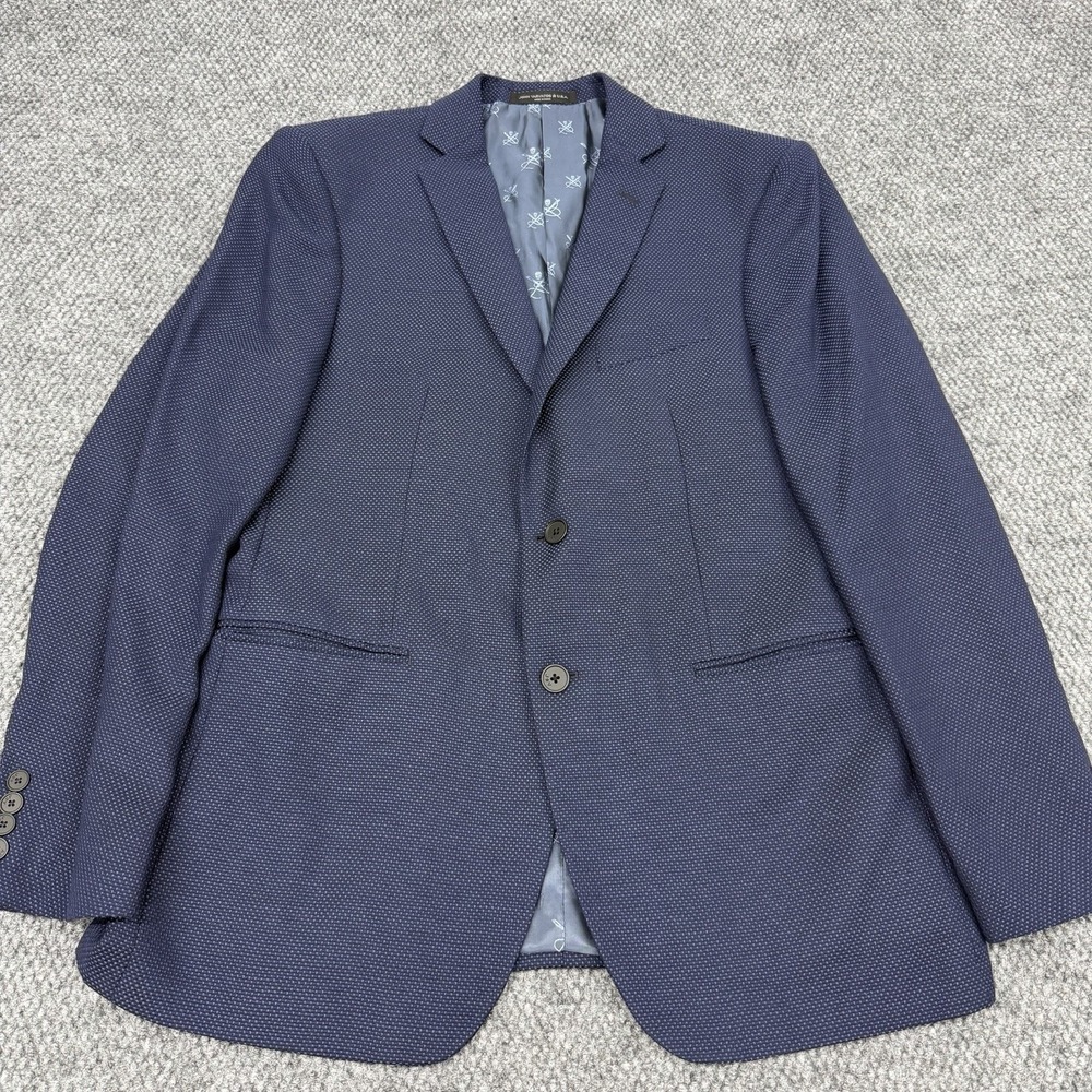 John Varvatos Men's 42R Bleecker-JN Blue Wool Blazer Jacket Sport Coat Textured